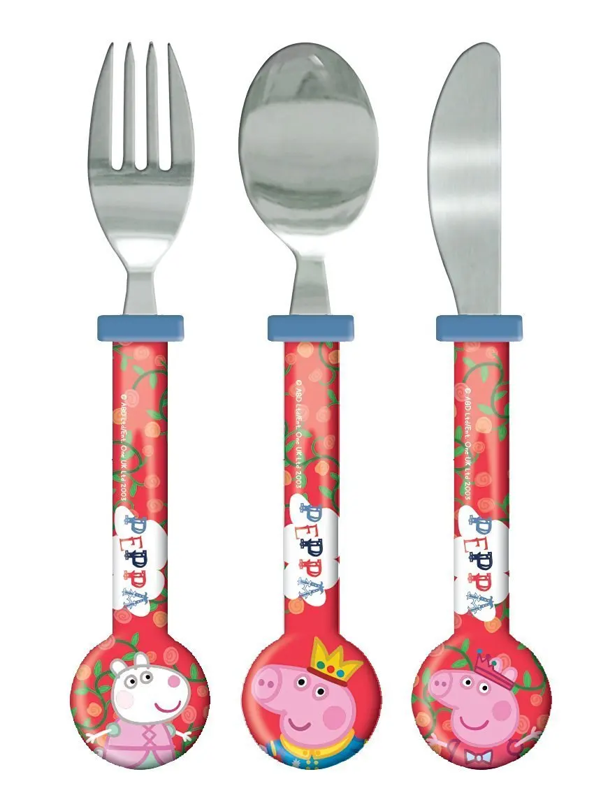 Prince George Princess Peppa Pig Kids Royal Cutlery Knife Fork Spoon Set.