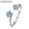 Pet Dog Cat Footprint Ring 925 Sterling Silver Paw Print Adjustable Rings