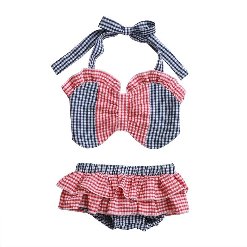 Little Girls Bathing Suit Seersucker Ruffle Swimsuit Seersucker Toddler ...