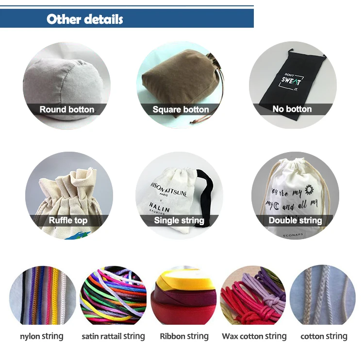 Top quality soft durable natural cotton handbag dust bags