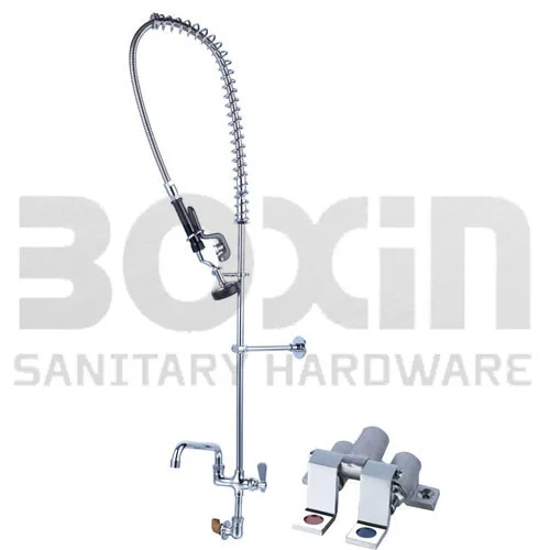 Wallmounted Commercial Prerinse Chrome Kitchen Taps With Double Foot