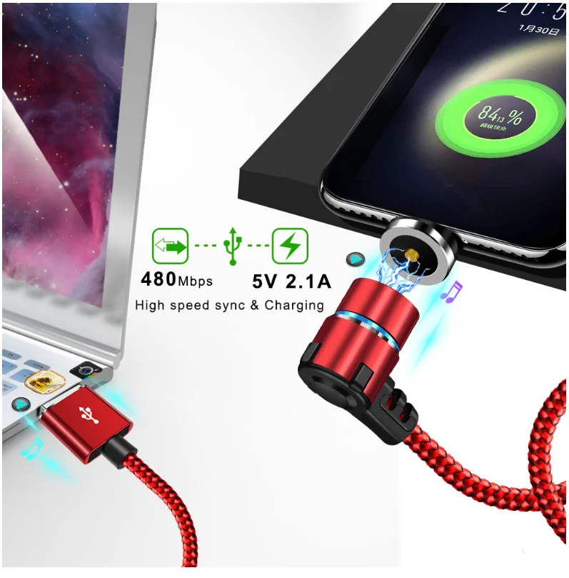 2.4A 3 in 1Magnetic Charge Cable 1M TYPE C Micro USB Cable For iPhone XR XS Max X Magnet