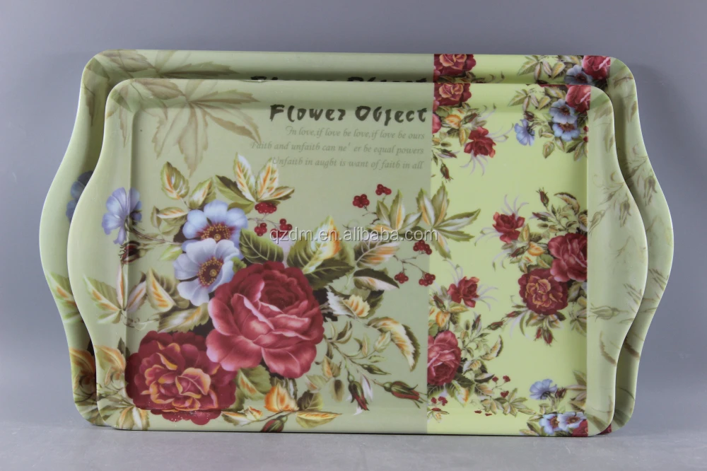 Anti-Slip Surface Melamine Serving Tray Sets Of 2 Size