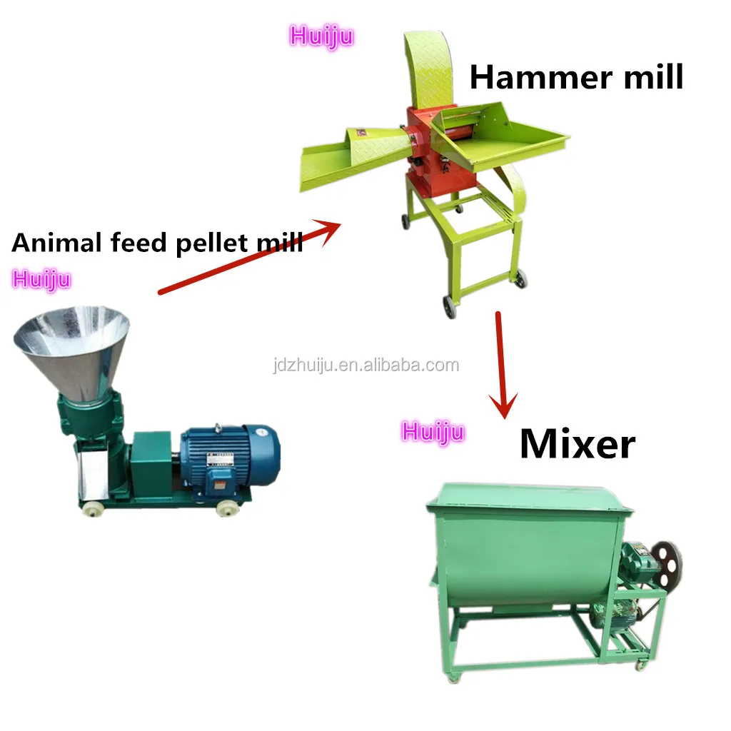 200500kg/h Cattle Feed Grass Grinding Corn Silage Shredder Hammer Mill