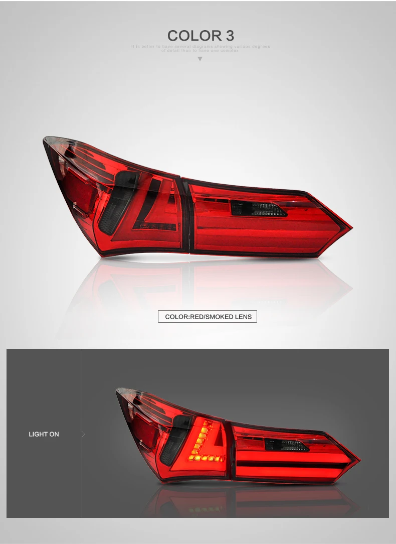 VLAND manufacturer for car taillight for Corolla taillamp 2014 2015 2016 2017  2018 for Corolla  LED back lamp in China