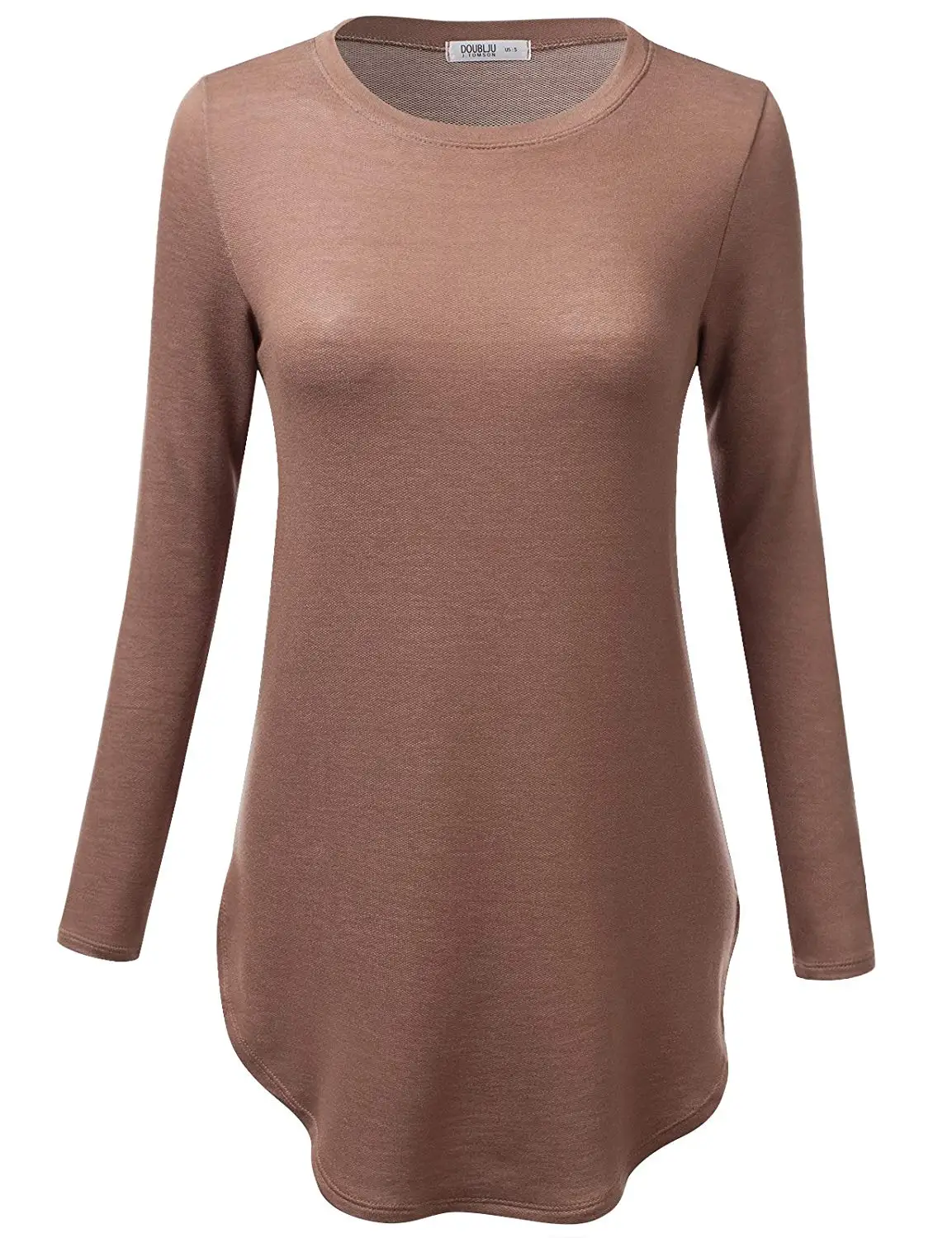 long sleeve curved hem top