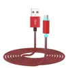 For Iphone Android LED Light Nylon Braided Fabric Coated USB C Charger Data Cable