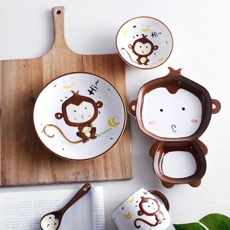 Zogift Creative Kids Cute Animal Print Dinnerware Children Ceramic