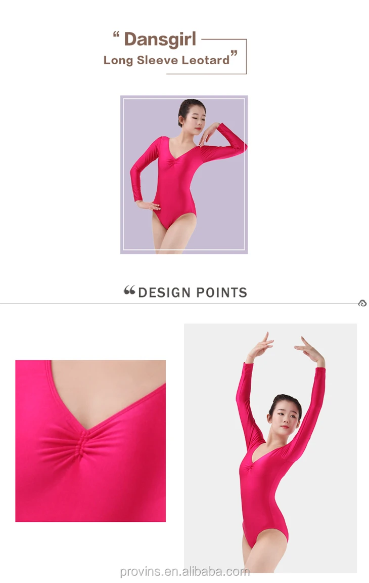 Factory Directly Sale Gymnastic Bodysuits Adult Ballet Costumes Girls Long Sleeve Leotards With