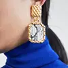 Kaimei ZA brands new fashion jewelry snake skin leather geometrical dangle gold earring for women sexy dangle statement earrings