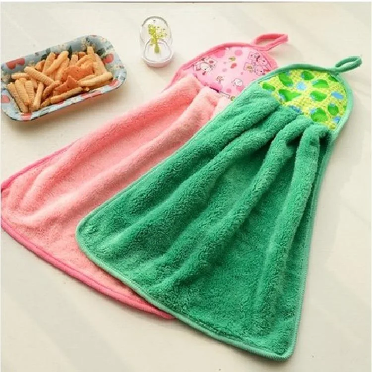 Polyester Coral Fleece Kitchen Hanging Hand Towels With Ties Buy