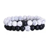 2Pcs/Set Couples Distance Bracelet Classic Natural Stone Bracelet White and Black Yin Yang Bead Bracelet