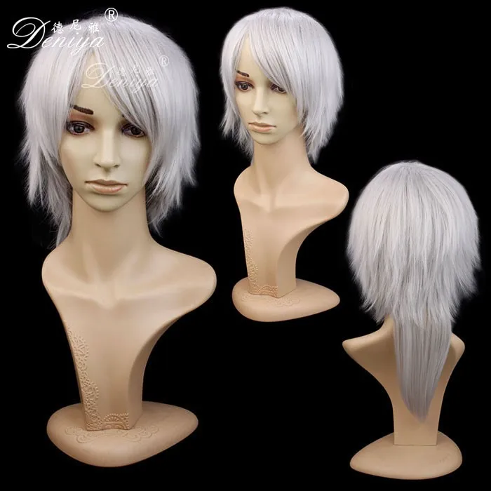 Stock Silver Gray Color Short Synthetic Cosplay Wig For Man Buy Stock