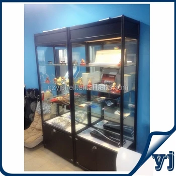 Retail Store Black Glass Display Cabinet Lockable Display Cabinet