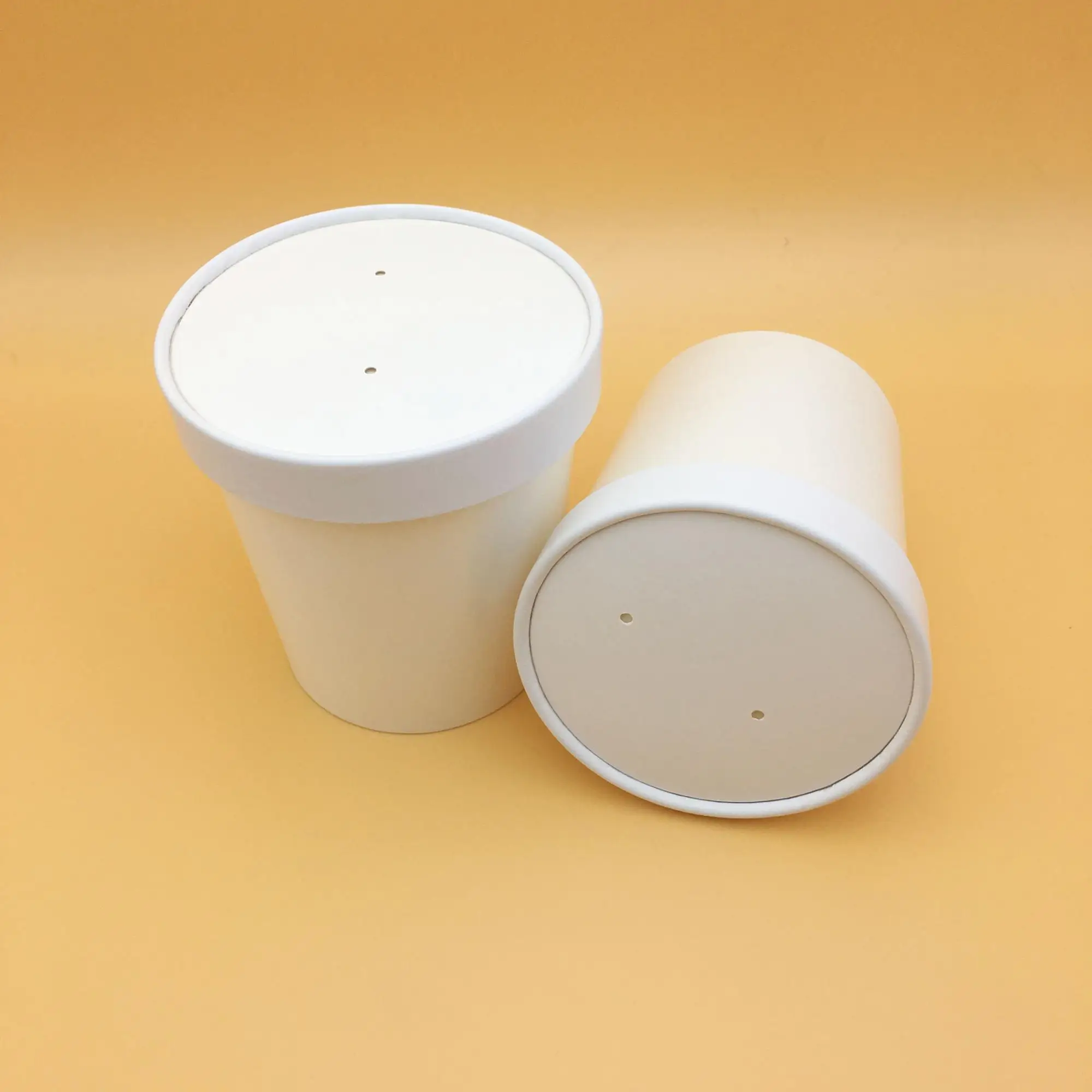 12 Oz 16oz Take Away Disposable White Soup Bowl Paper Soup Cup With Lid