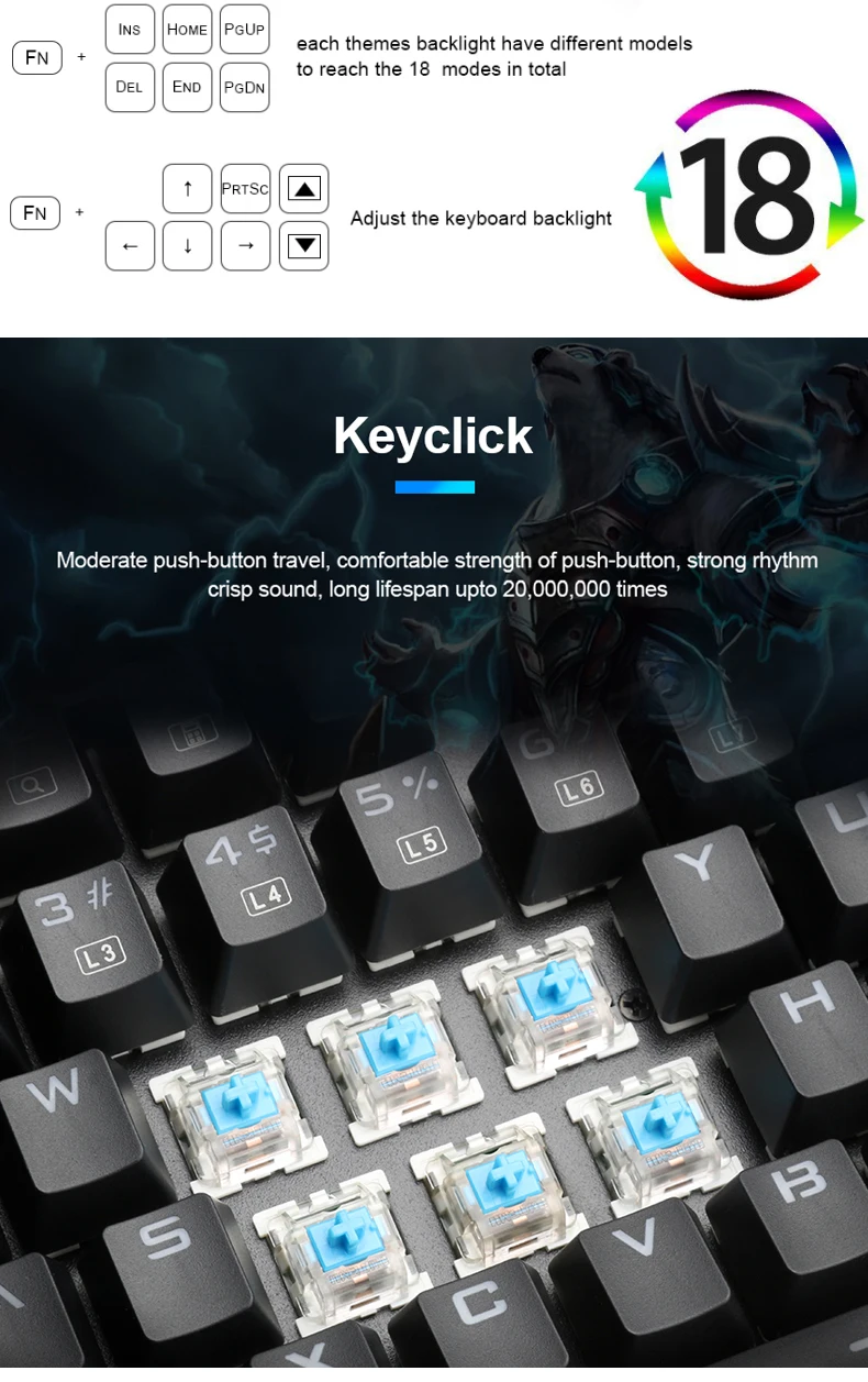 Full Backlit Design Redragon K552 Rgb Keyboard Mechanical - Buy