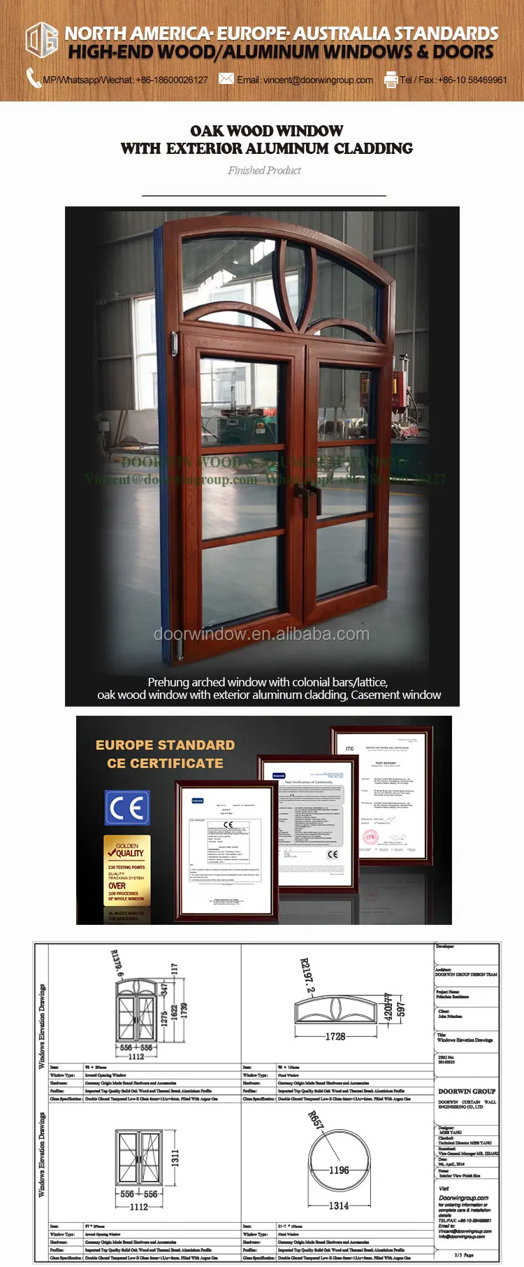 Oak wood specialty shape window with exterior aluminum