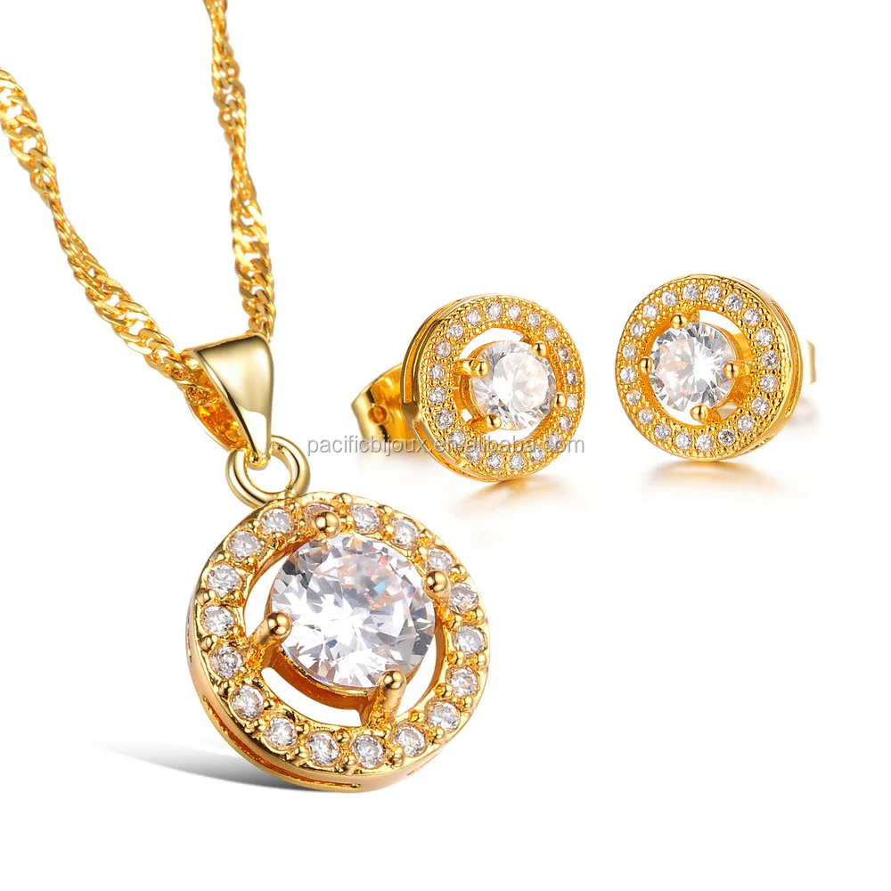 22k Gold Filled Jewellery Set Cubic Zirconia Fancy Dubai Gold African