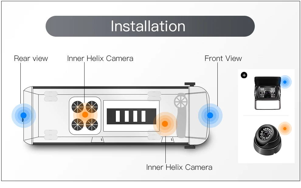 Split Screen Truck &Bus AHD Camera Recorders System with 9 Inch Monitor