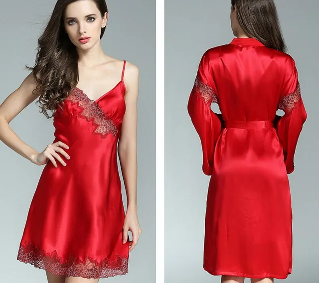 Women Silk Nighties 100 Charmeuse Satin Silk Nightgowns And Robe Set