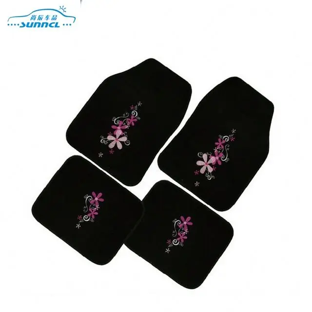 2019 Flower Embroider Durable Full Set Car Floor Mats Heavy Duty