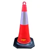 75cm PE rubber black base traffic road cone with lifting ring