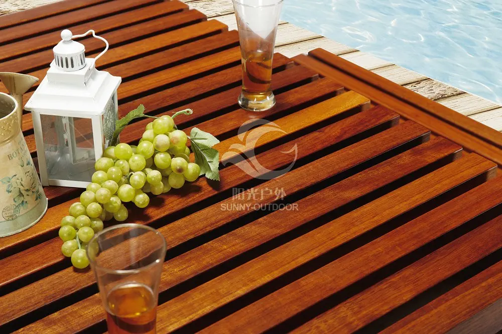 Teak wood beer garden table and bench with parosol outdoor furniture garden set