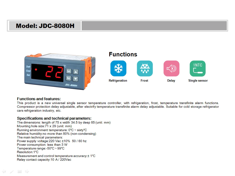 intelligent temperature controller for refrigerator, digital temperature controller STC-8080H