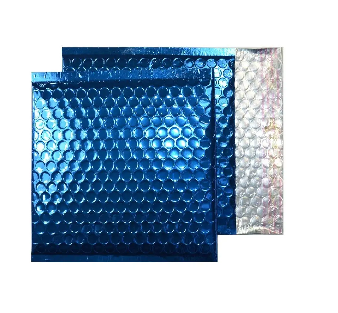 20 Pack Metallic Bubble mailers 7 x 6.75. Blue padded envelopes 7 x 6 3/4. Glamour bubble mailers Peel & Self Sealing cushion packaging mailers. Poly mailing packing wrapping shipping envelopes.