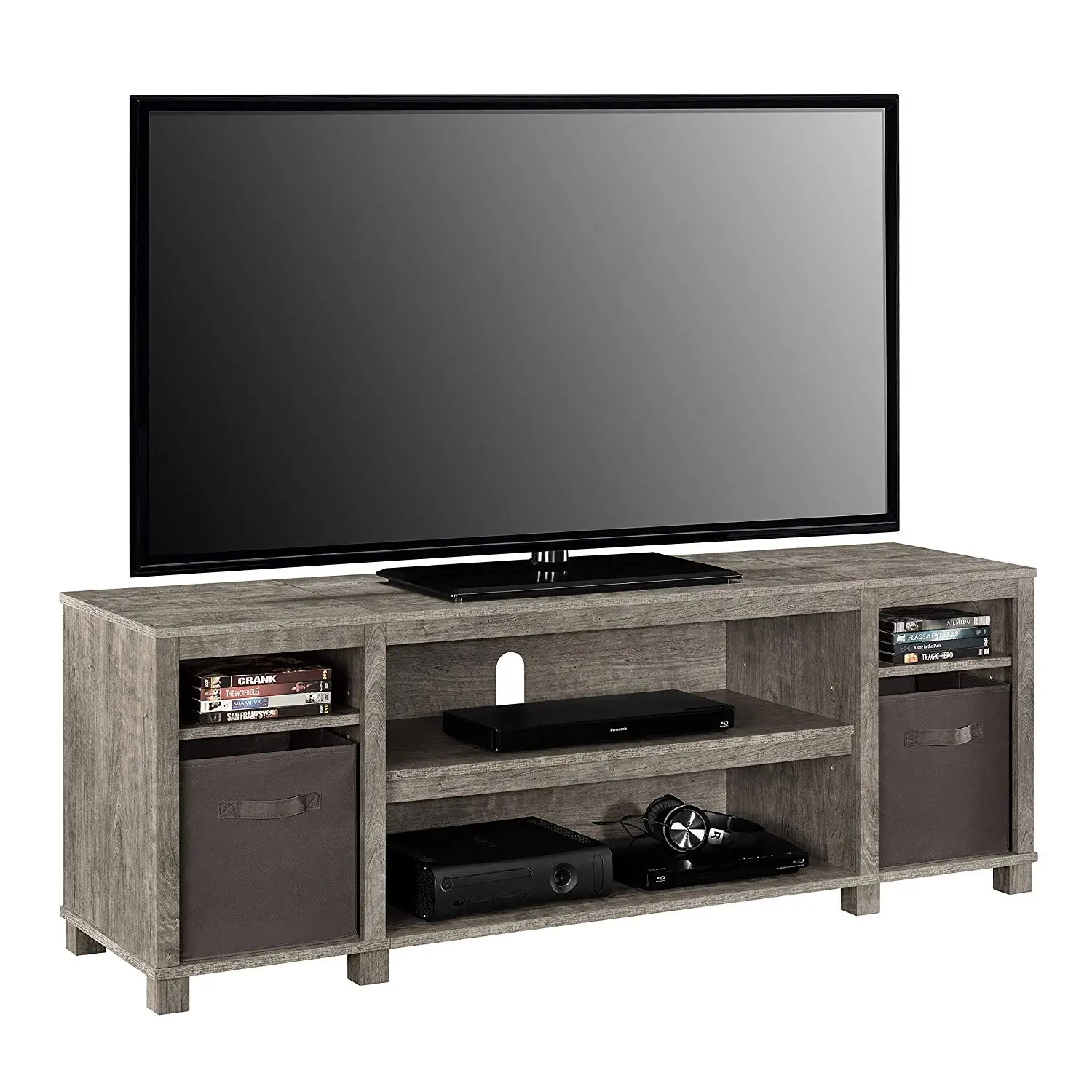 Altra Furniture Oakridge TV Stand with Glass Doors for TVs up to 60 Homestead Oak