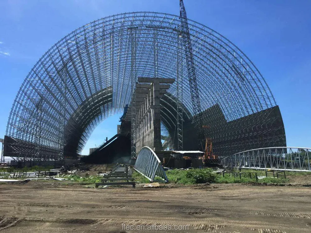 prefab cost-effective space frame fireproof shed for coal power plant