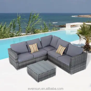 Poly Rattan Garden Furniture Outdoor L Shaped Rattan Sofa Sets