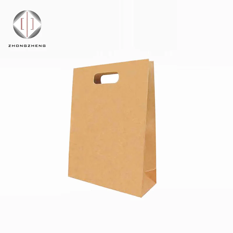 Custom Design Brown Kraft Punch Hole Carry Paper Bag With Your Own Logo ...