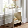 Suspended Drawer Open Shelf Square Wood Mirrored Nightstand