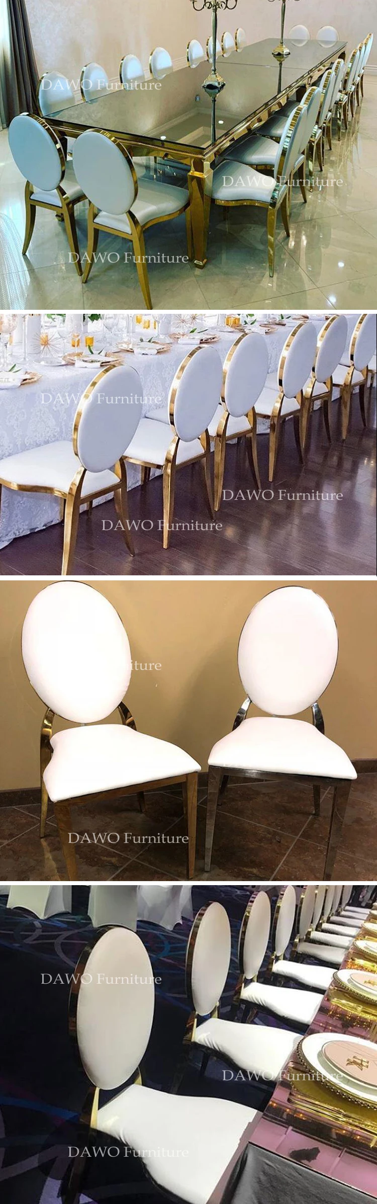 Rental Round Back Wedding Stainless Steel Frame Dining Chairs With Pu