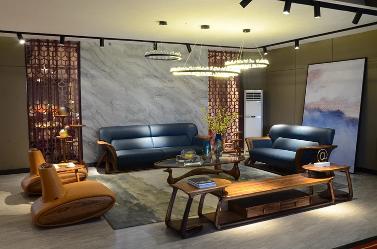 画室家具蓝色沙发优雅沙发阿拉伯优雅现代设计真皮沙发