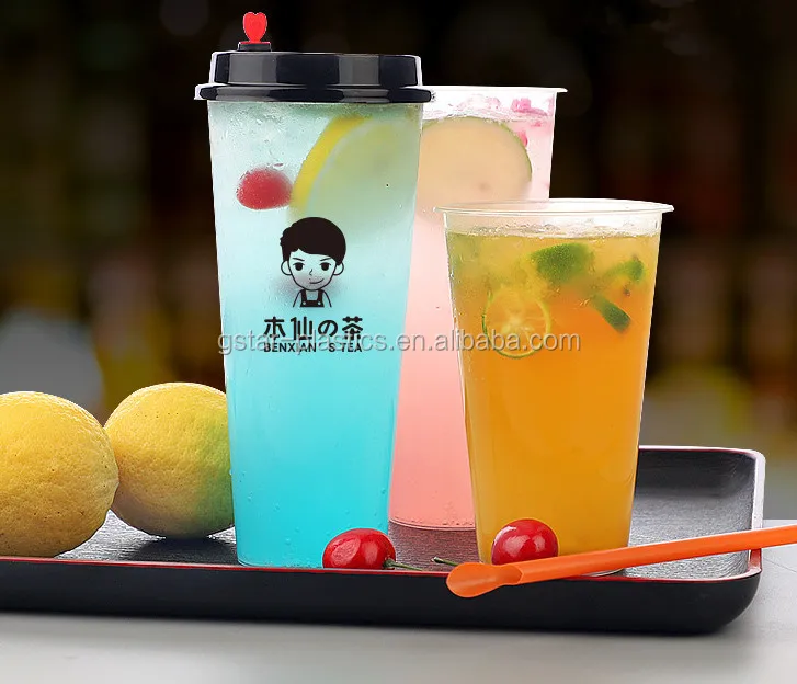 U Shape Disposable Plastic PP PET Bubble Tea Cup 12oz 16oz 22oz Boba