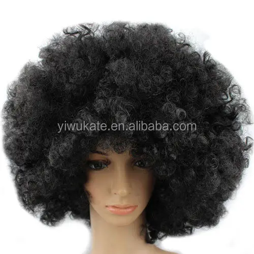 Deluxe Mens Black Curly Afro Wig And Beard 70's Hippy Disco Fancy Dress Costume