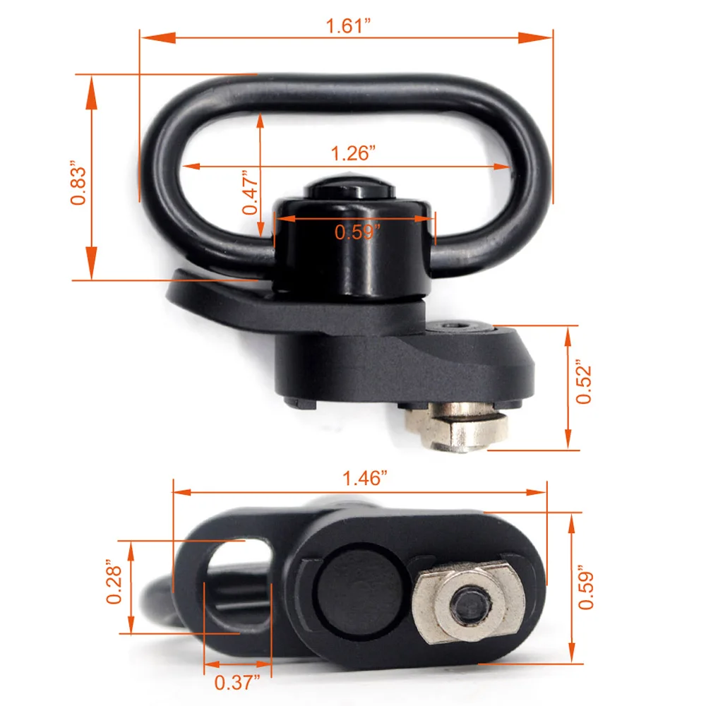 1.25 Inch Swivel Loop Push Button Qd Mlok Base Sling Mount With A Hole