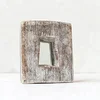 Decorative Wall Mirror Wood Rustic Frame Reclaimed Organizer for Living Room Bedroom Wooden Border Distressed Brown Shabby chic