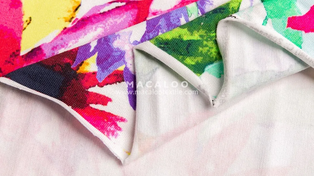 Flower printed cotton spandex knit customized printing fabric