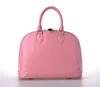 Famous Luxury Brand Designer Handbag Water Ripple Real Leather Women Pink Shell Tote Bag