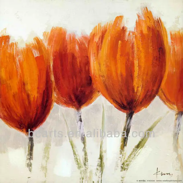 orange flowers oil painting