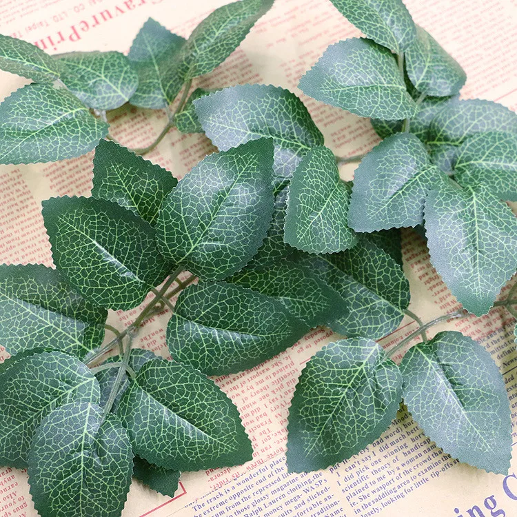 v-3039 6 branches artificial green rose leaves for decoration