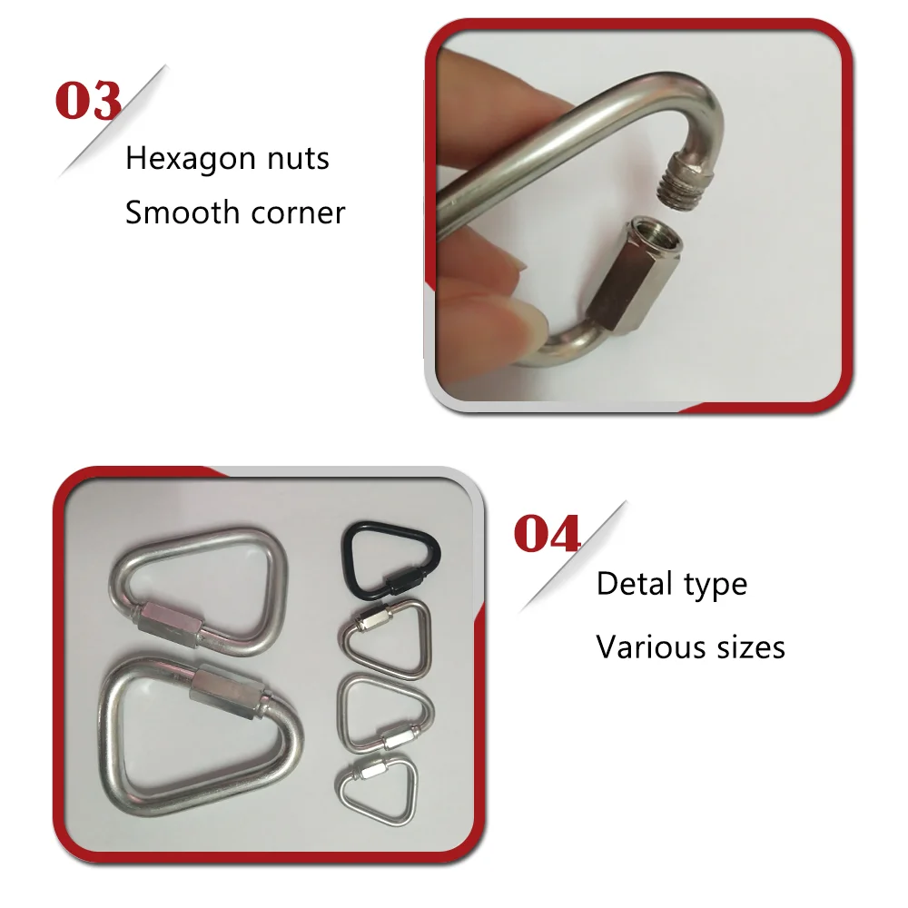 Delta Carabiner Stainless Steel Triangular ZINC Plated Connect Quick Link With Nut