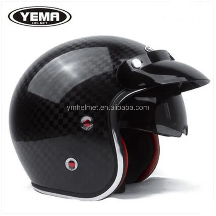 Helmet Motorcycle Dot Approved Classic Retro Carbon Fiber Motorcycle