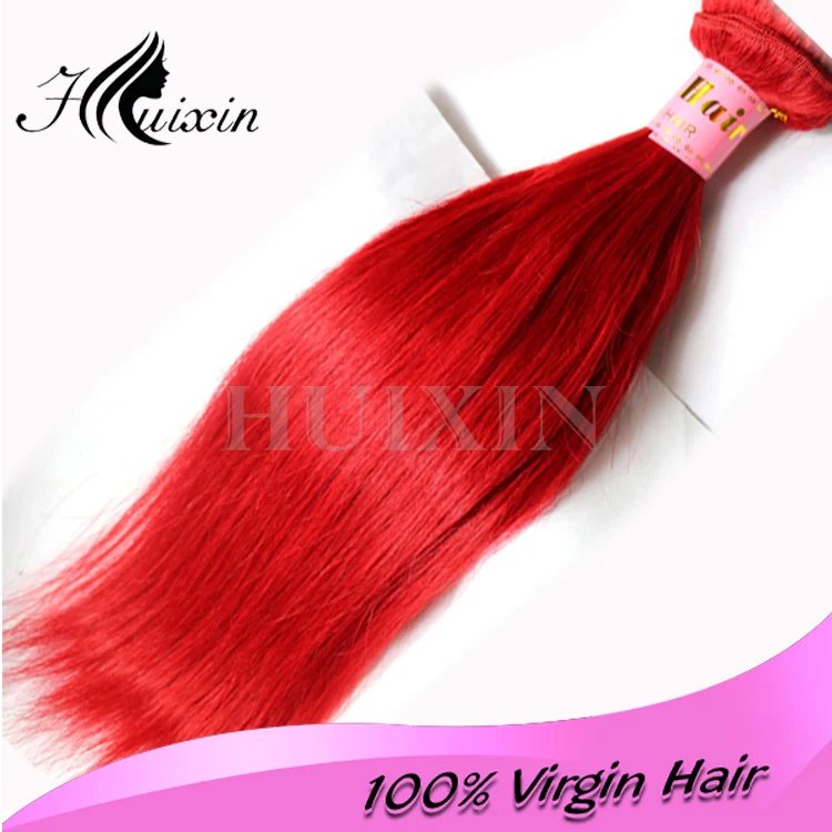 Bright Red Color Human Hair Weaving Red Color Indian Remy Human