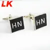 Square shape HN logo custom design cufflink for men