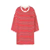 White and red cotton striped oversize looser slope shoulder men's T-shirt from Chinese manufacturers