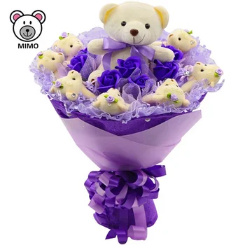 flower bouquet with teddy bear
